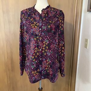 Talbots ruffle neck long sleeve floral tunic, medium, NWT